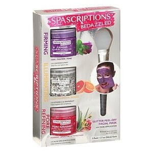 SpaScriptions BeDazzled Glitter Peel-Off Mask Set NWT Firming Pore Refining